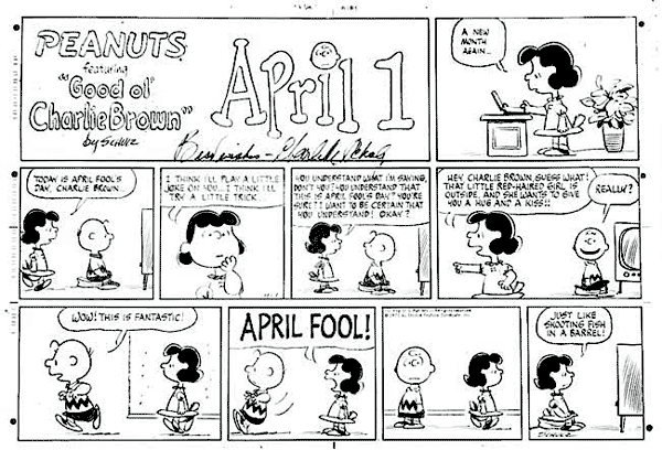 A 1973 Peanuts Sunday strip is up for auction. The signed Sunday comic dated 