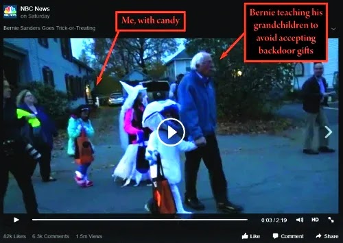 Bernie walking Halloween night